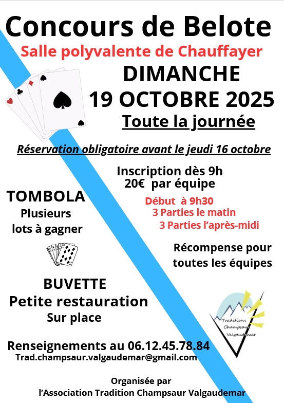 Concours de belote : 19 octobre 2025