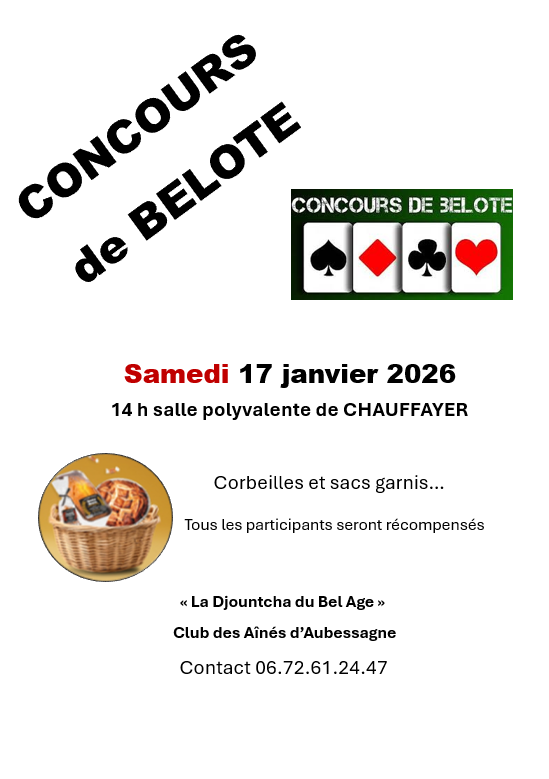 Concours de belote : 17/01/2026