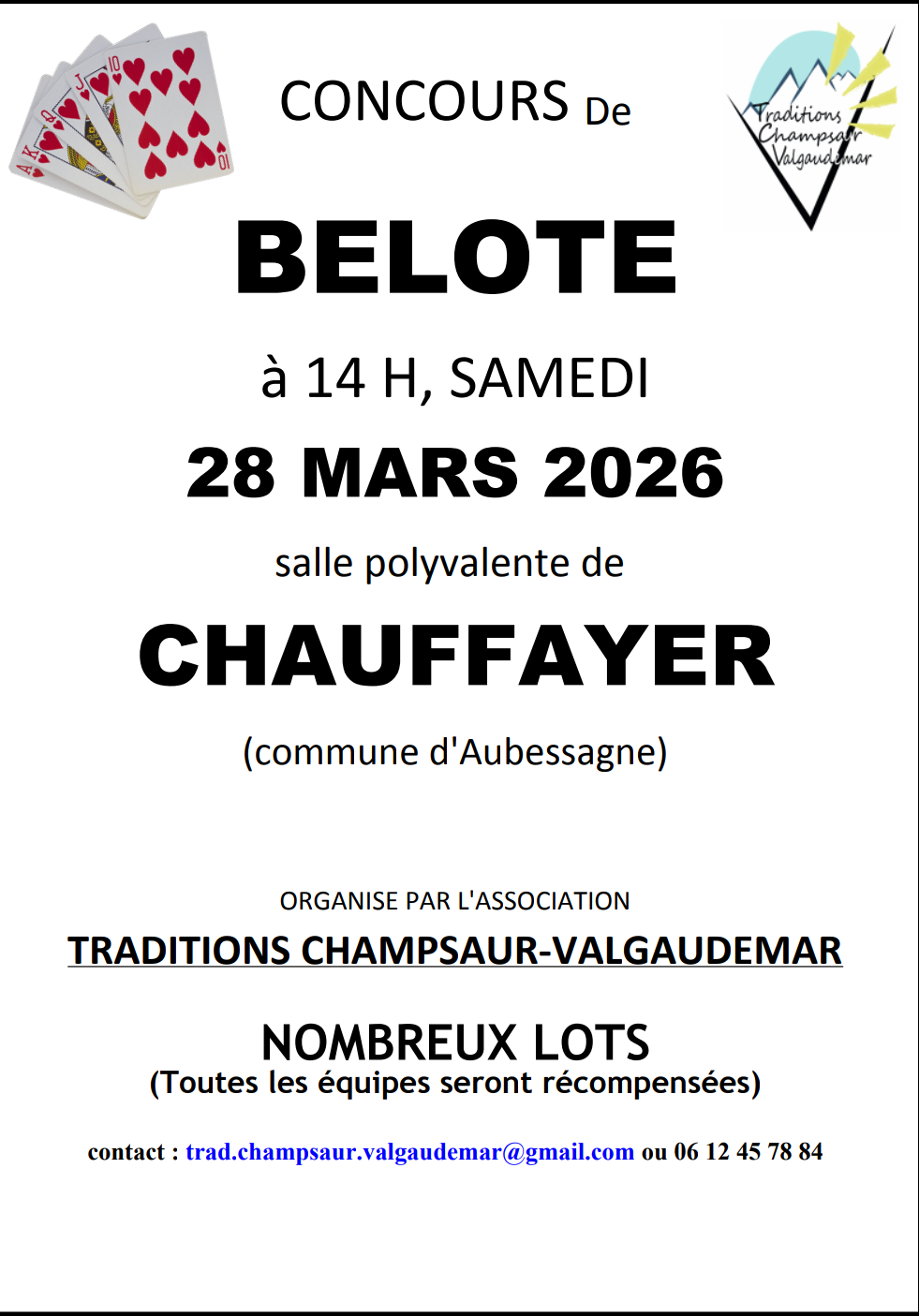 Concours de belote : 28 mars 2026