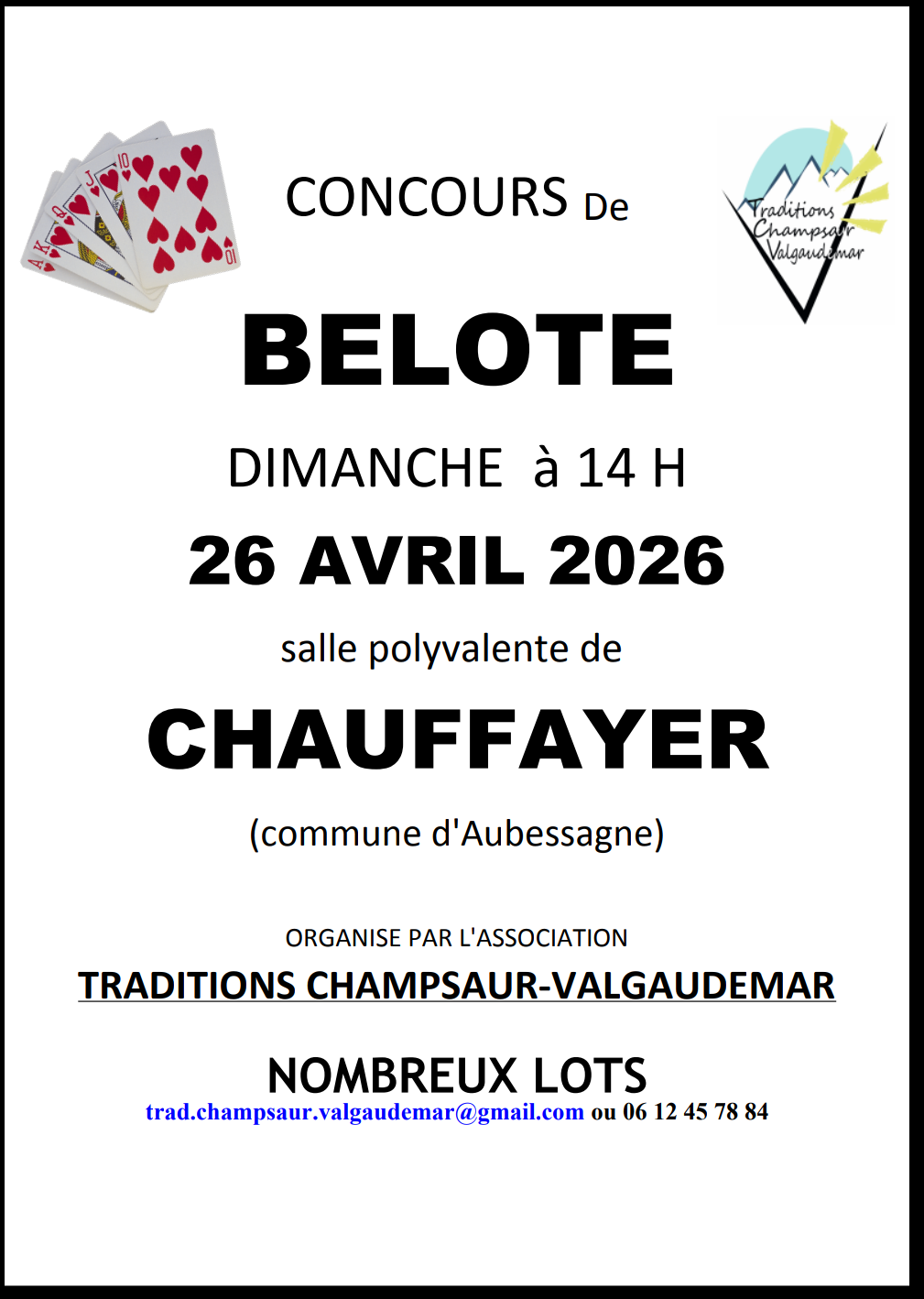 Concours de belote : 26 avril 2026