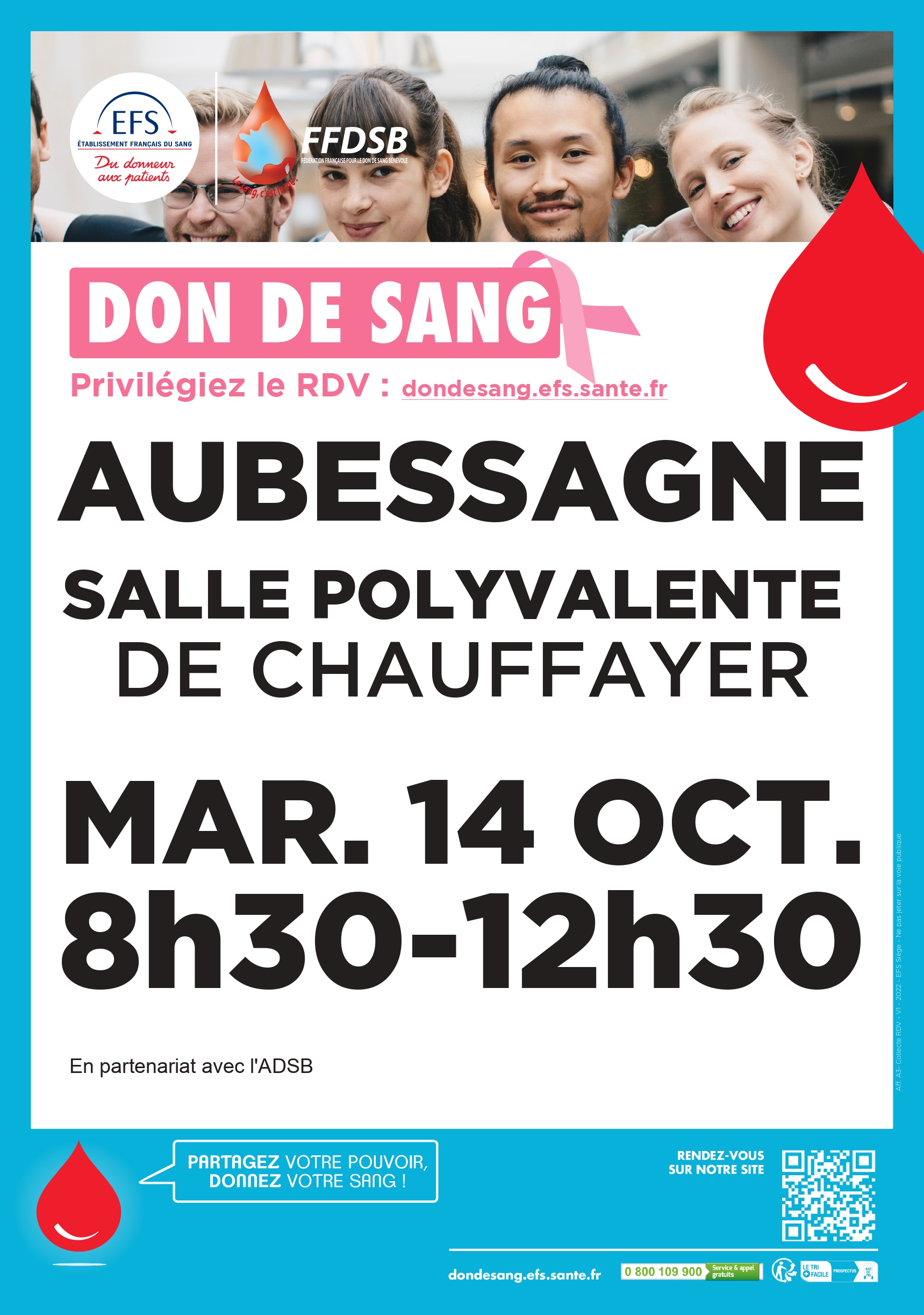 Don du sang : 14 octobre 2025 à la salle polyvalente de Chauffayer